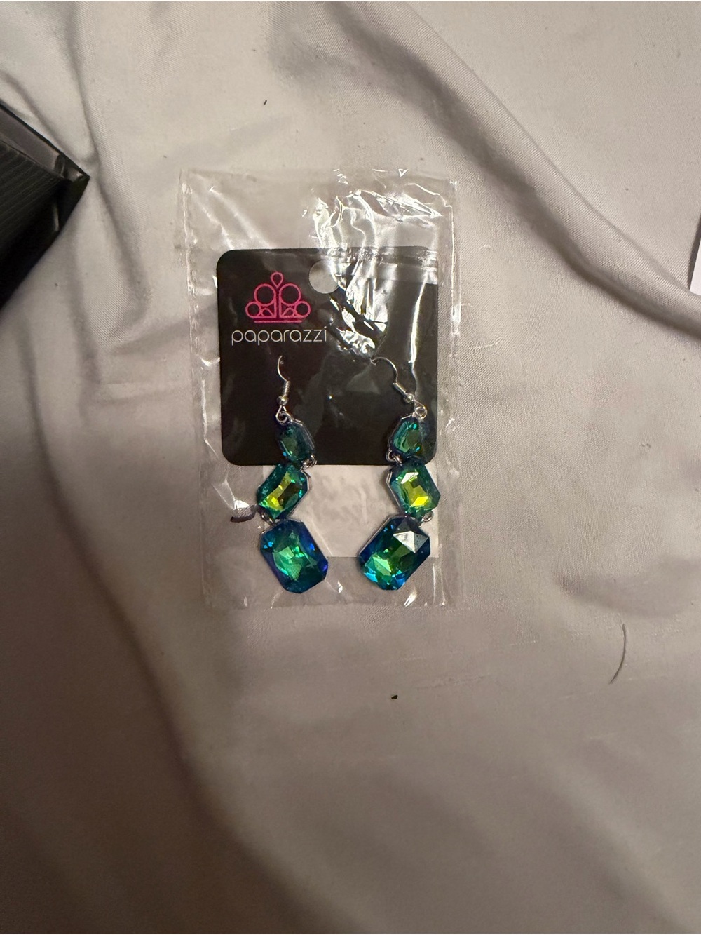Paparazzi Blue-Green Crystal Drop Earrings